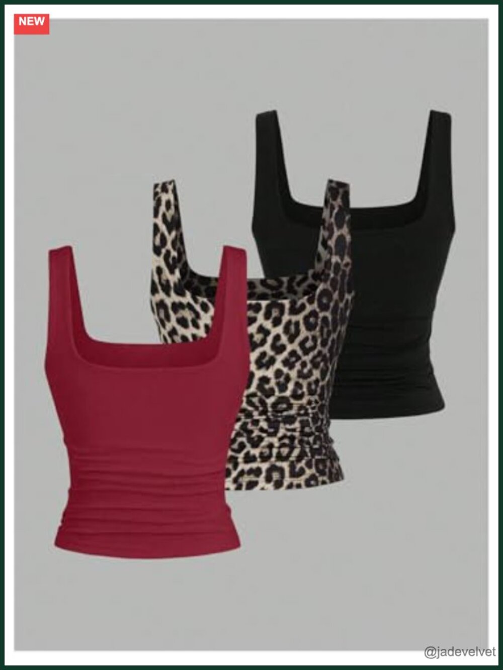 Double Lined 3 Piece Crop Tank Top Sets Sleeveless Square Neck Ruched Tee Shirt - Picture 2 of 5